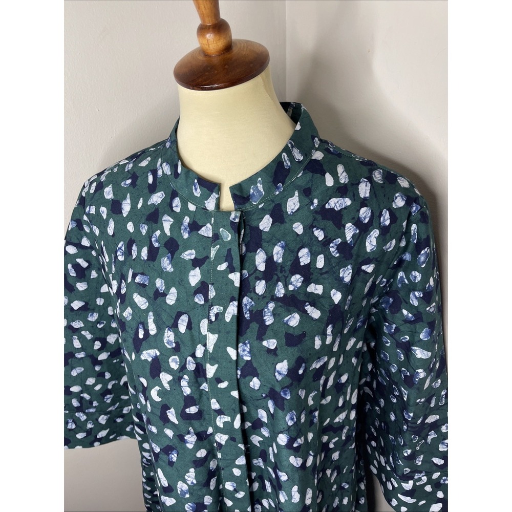 Zuri Kenya Raindrop Green Black Printed Cotton Dress Large L - Picture 7 of 10